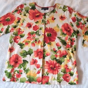 Jones New York Floral Cardigan - Red, Green, Yellow